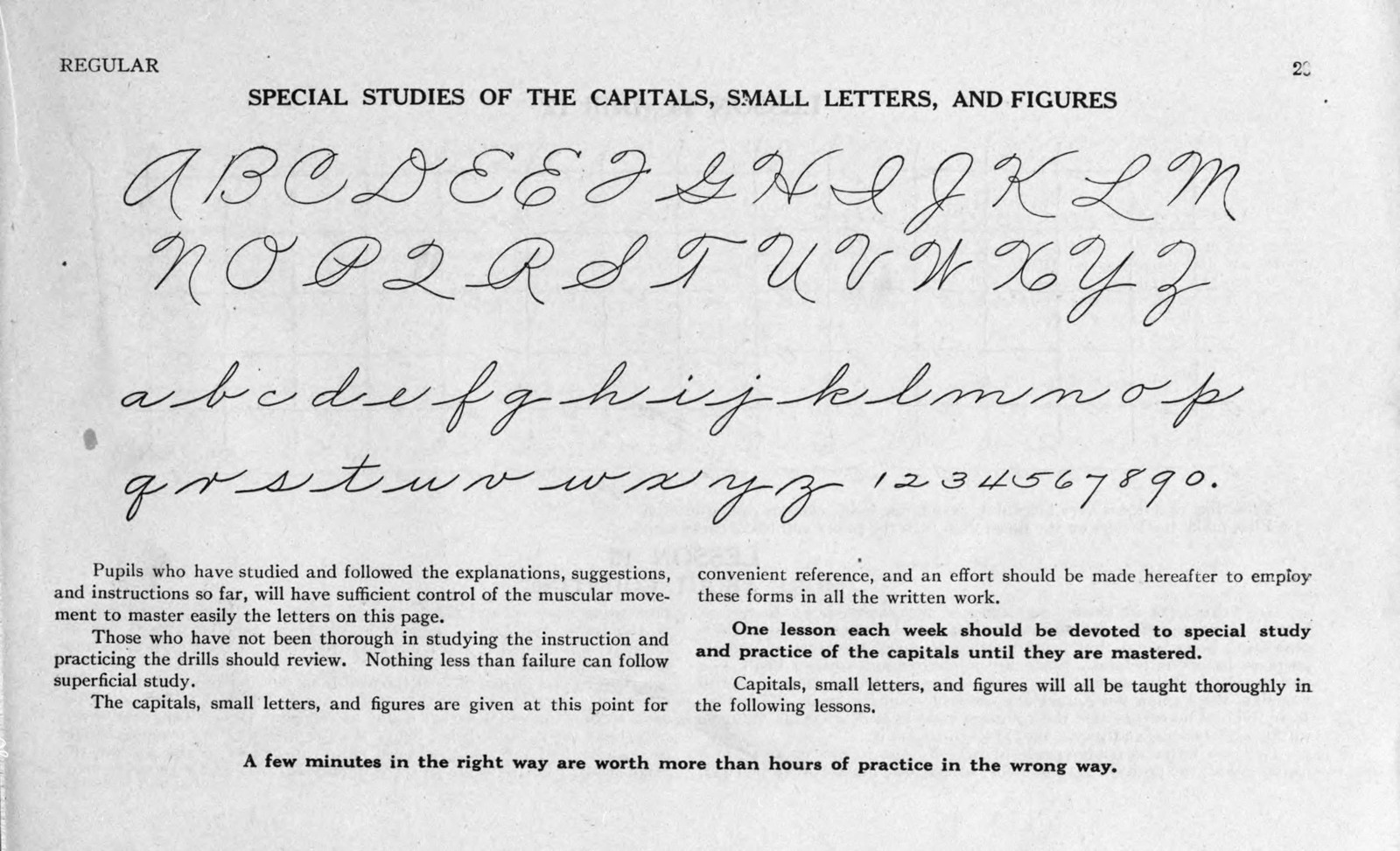 A printed chart of the Palmer Method capitals, small letters and figures